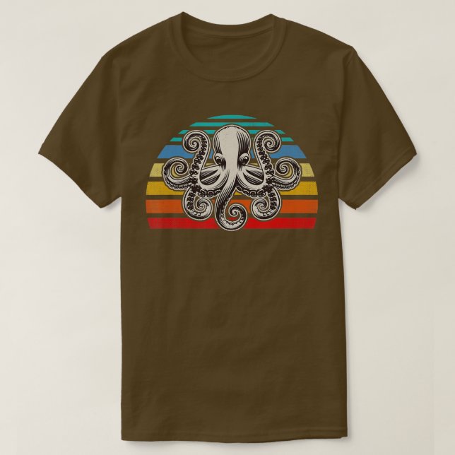 Octopus  Retro Style Octopus  T-Shirt (Design Front)