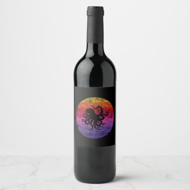 Octopus Retro Wine Label (Front)