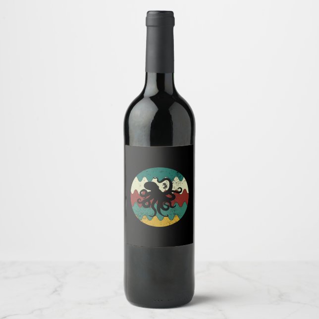 Octopus Retro  Wine Label (Front)