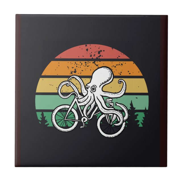 Octopus Riding a Bike Tile (Front)