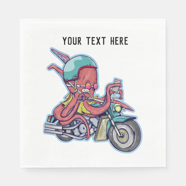 Octopus riding a motorcycle napkin (Front)