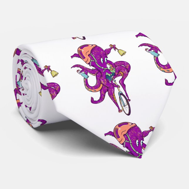 Octopus riding a unicycle tie (Rolled)