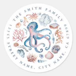 Octopus Round Stickers