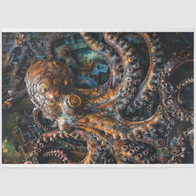 Octopus Rust Bronze Decoupage Tissue Paper (Front)