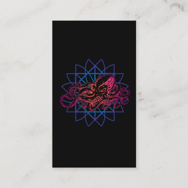 Octopus Sacred Geometry Raver Abstract Sea Animal Business Card (Front)