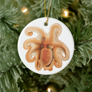 Octopus Salutii, Vintage Marine Aquatic Animals Ceramic Tree Decoration