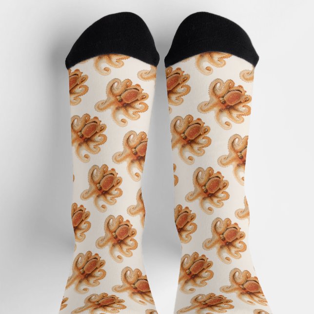 Octopus Salutii, Vintage Marine Aquatic Animals Socks (Top)
