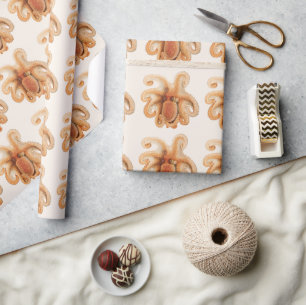 Octopus Salutii, Vintage Marine Aquatic Animals Wrapping Paper