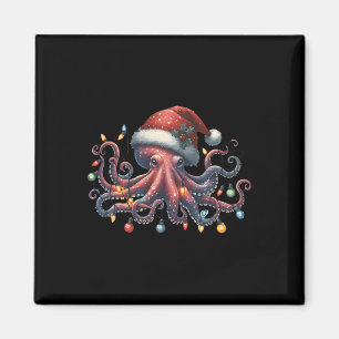 Octopus Santa Christmas Lights Ocean Octopus Anima Magnet