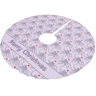 Octopus Santa Hat Purple Christmas Brushed Polyester Tree Skirt