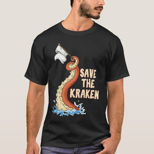 Octopus  Save The Kraken T-Shirt (Front)