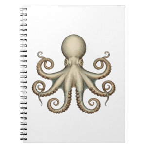 Octopus scientific diagram unique artwork retro  notebook