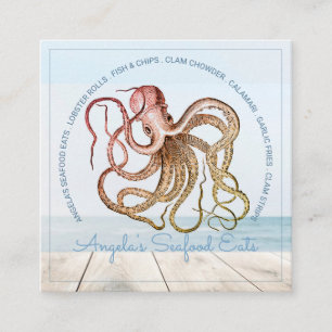 Octopus Sea Food Food Truck Square Business Card