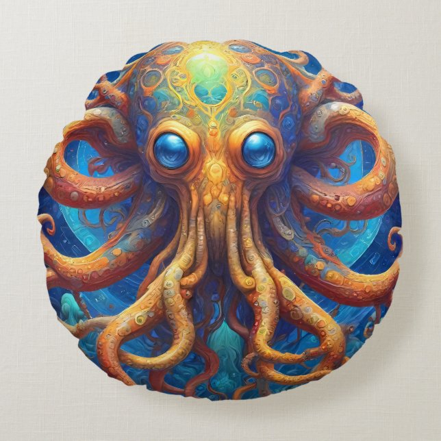 Octopus Sea Life Round Cushion (Front)