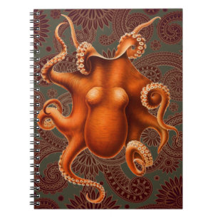 Octopus Sea Monster Creature Cephalapod Vintage Notebook