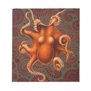 Octopus Sea Monster Creature Cephalapod Vintage Notepad
