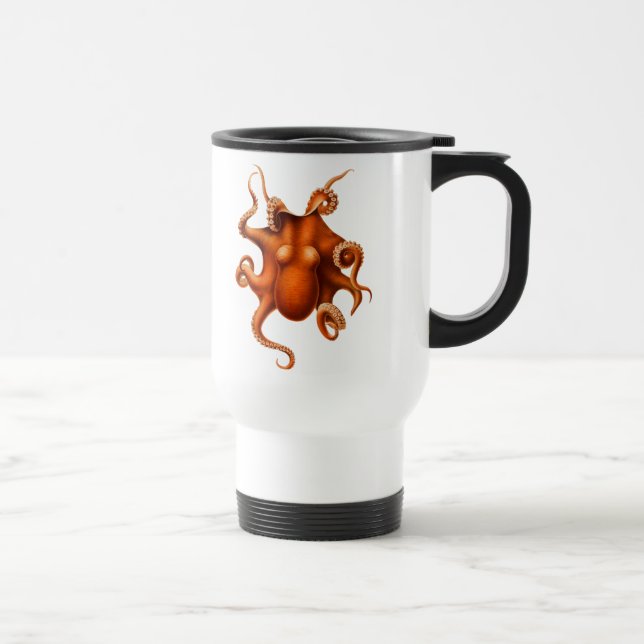 Octopus Sea Monster Creature Cephalapod Vintage Travel Mug (Right)