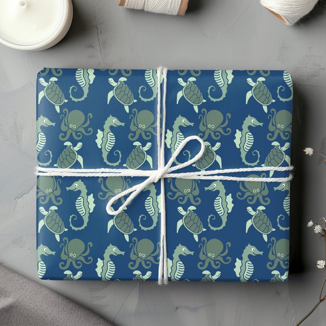 Octopus, Seahorse and Turtle Wrapping Paper (Creator Uploaded)