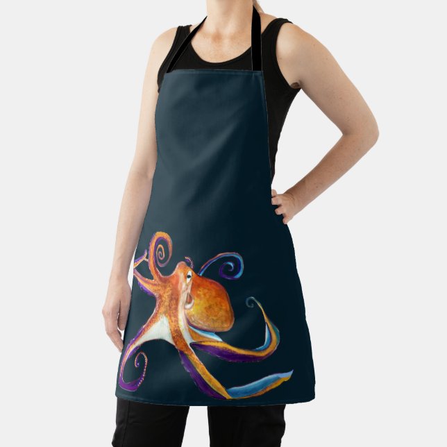 Octopus sealife watercolor art apron (Insitu)