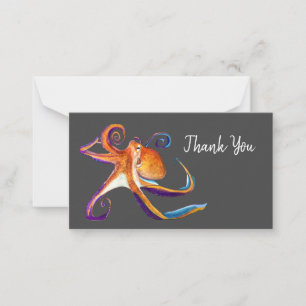 Octopus sealife watercolor art card