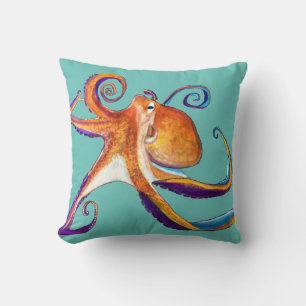 Octopus sealife watercolor art cushion