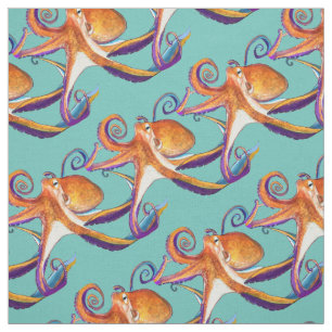 Octopus sealife watercolor art fabric