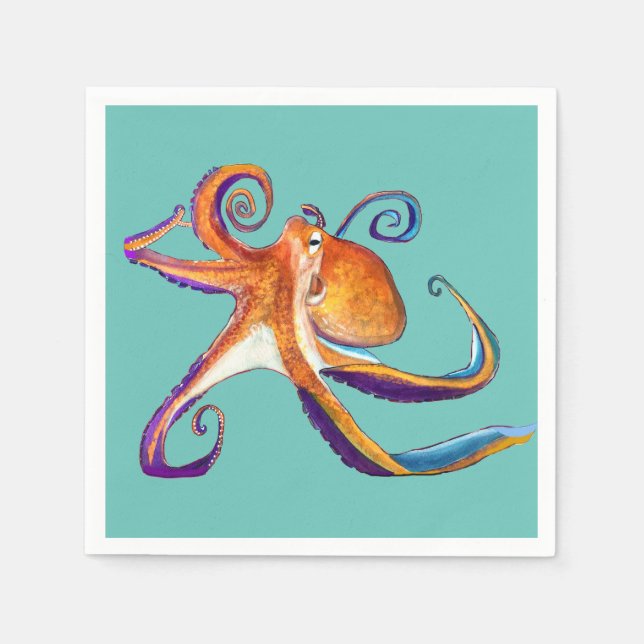 Octopus sealife watercolor art napkin (Front)