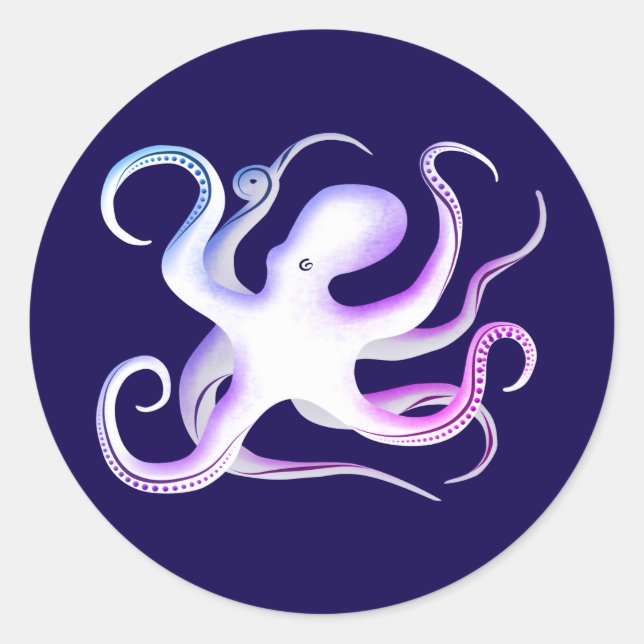 Octopus Silhouette Classic Round Sticker (Front)