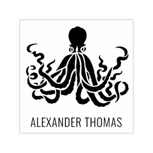 Octopus Silhouette Sea Life Name Self-inking Stamp