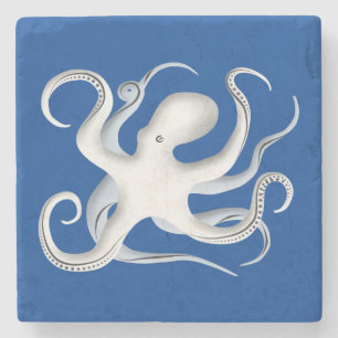 Octopus Silhouette Stone Coaster