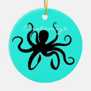 Octopus Silhouette Thunder_Cove Ceramic Tree Decoration