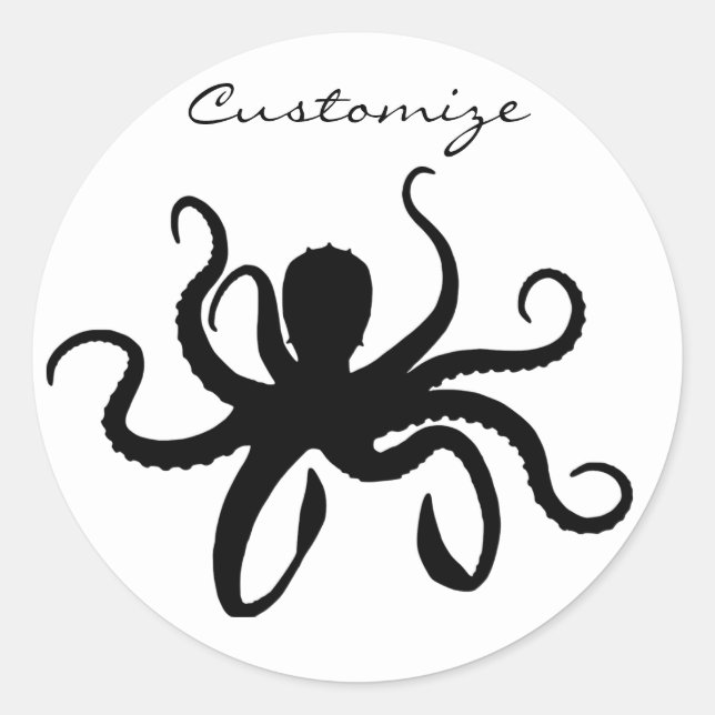 Octopus Silhouette Thunder_Cove Classic Round Sticker (Front)