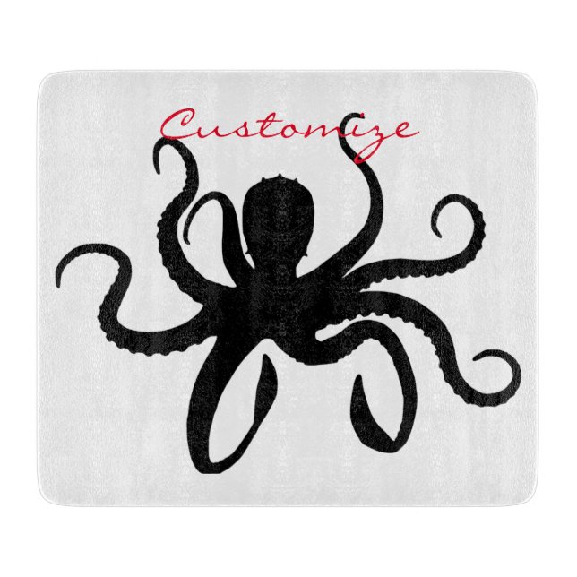 Octopus Silhouette Thunder_Cove Cutting Board (Front)
