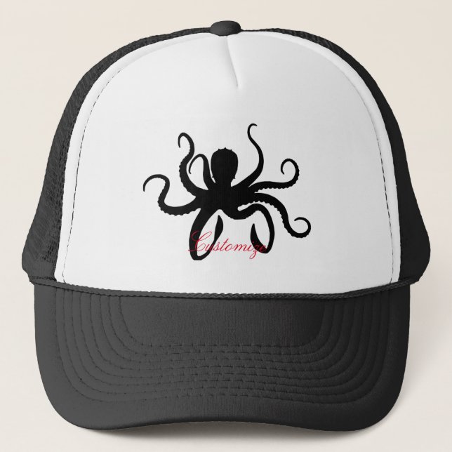 Octopus Silhouette Thunder_Cove Trucker Hat (Front)