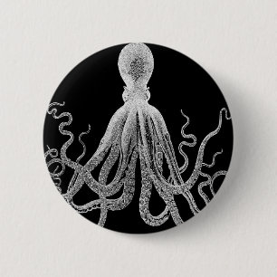 octopus sketch 6 cm round badge