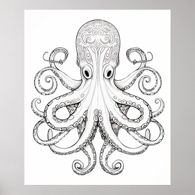 Octopus sketch doodle art.  poster (Front)