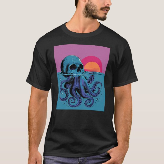 Octopus Skull Halloween Skeleton Graphic Men Women T-Shirt (Front)