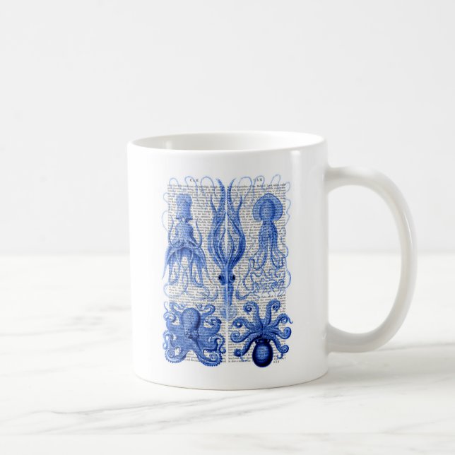 Octopus & Squid Blue Coffee Mug (Right)