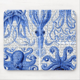 Octopus & Squid Blue Mouse Mat