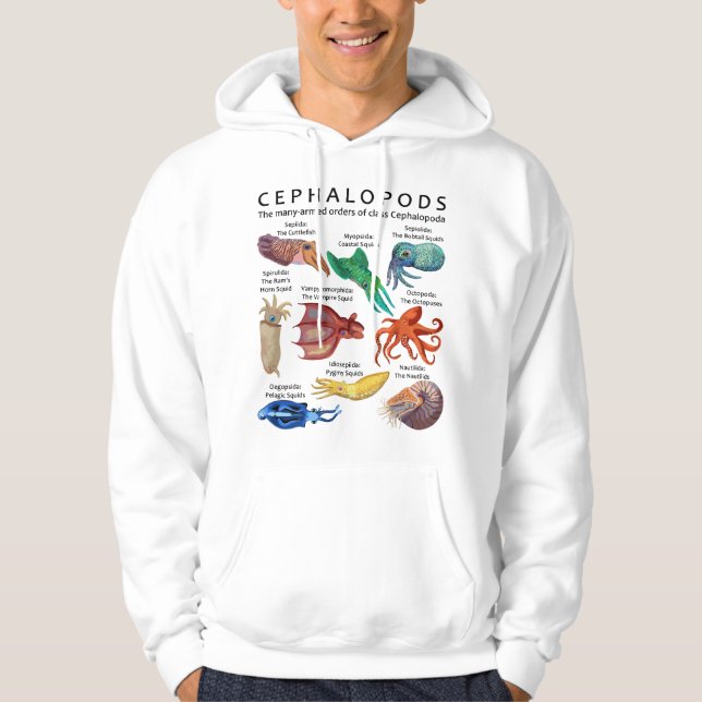 Octopus, Squid, Cuttlefish, and Nautilus Hoodie (Front)