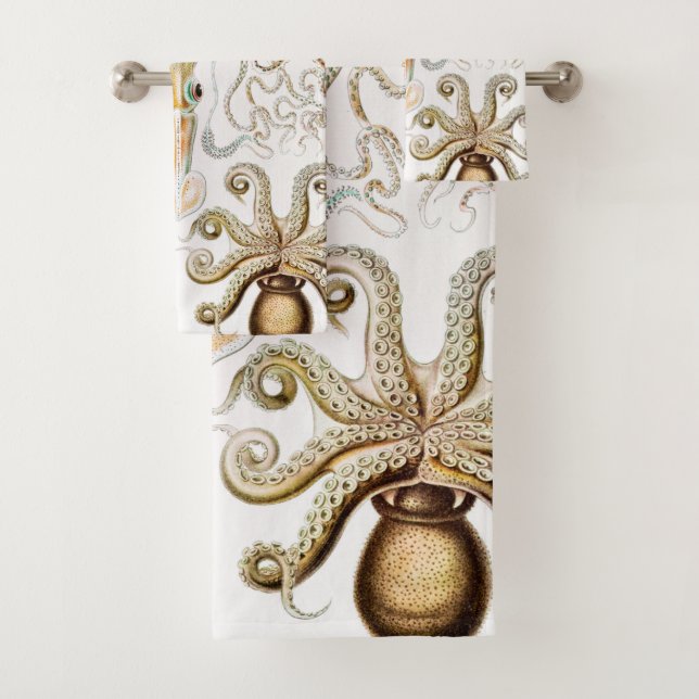 Octopus Squid, Gamochonia by Ernst Haeckel Bath Towel Set (Insitu)