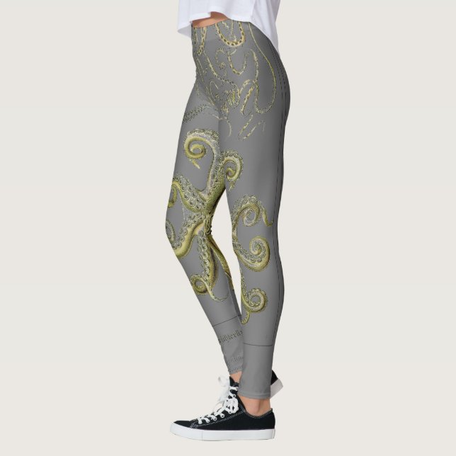 Octopus, Squid Illustration, Vintage Leggings (Left)