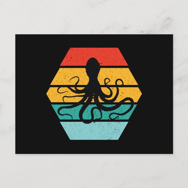 Octopus Squid Sea Creature Tentacles Sunset Postcard (Front)