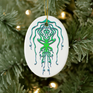 Octopus Squid Tribal Tattoo Abstract Design  Ceramic Tree Decoration