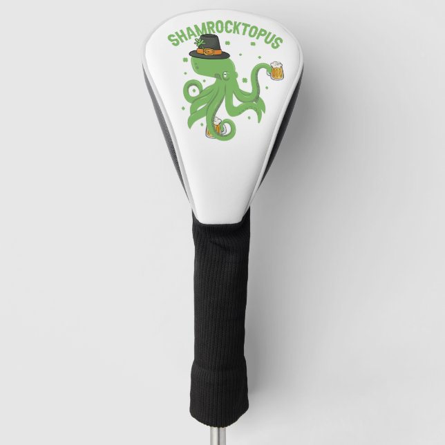 Octopus St Patricks Day Shamrocktopus Leprechaun Golf Head Cover (Front)