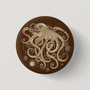 Octopus Steampunk Retro Mechanical Fantasy 3 Cm Round Badge