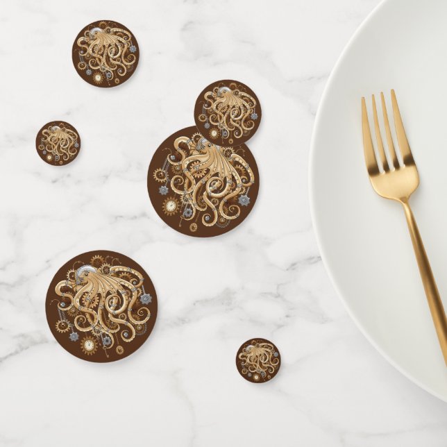 Octopus Steampunk Retro Mechanical Fantasy Confetti (Group)