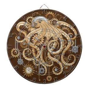 Octopus Steampunk Retro Mechanical Fantasy Dartboard