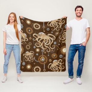 Octopus Steampunk Retro Mechanical Fantasy Fleece Blanket