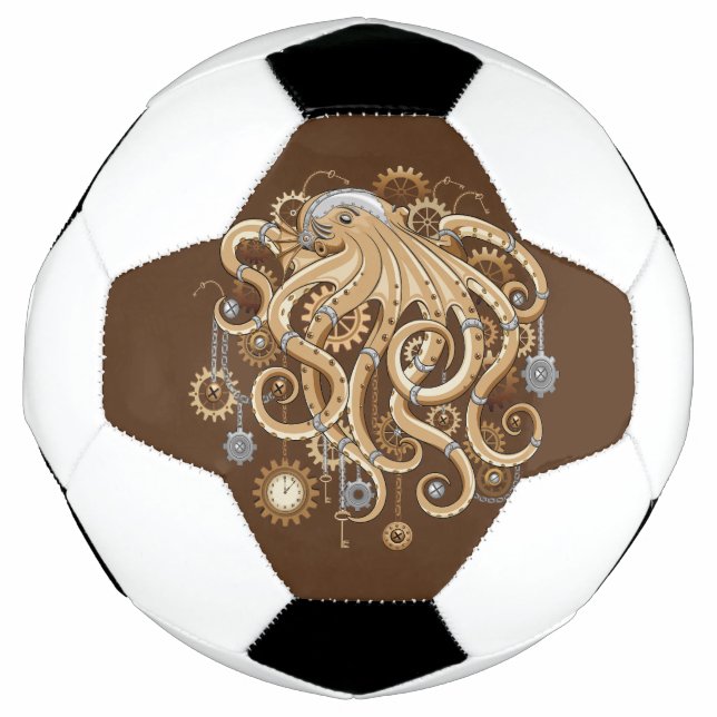 Octopus Steampunk Retro Mechanical Fantasy Football (Front)